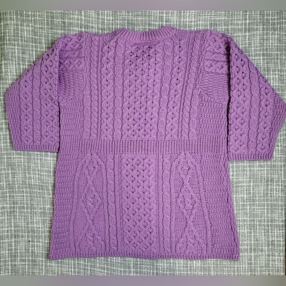 Kilronan Knitwear Cardigan Ireland Merino Wool Aran Style Lilac Rose Women’s S - Picture 7 of 9